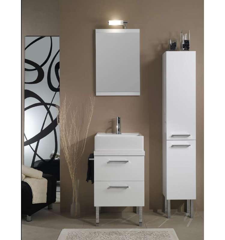 Ensemble de meuble-lavabo de salle de bain simple avec miroir 19 po Aurora, Wengé