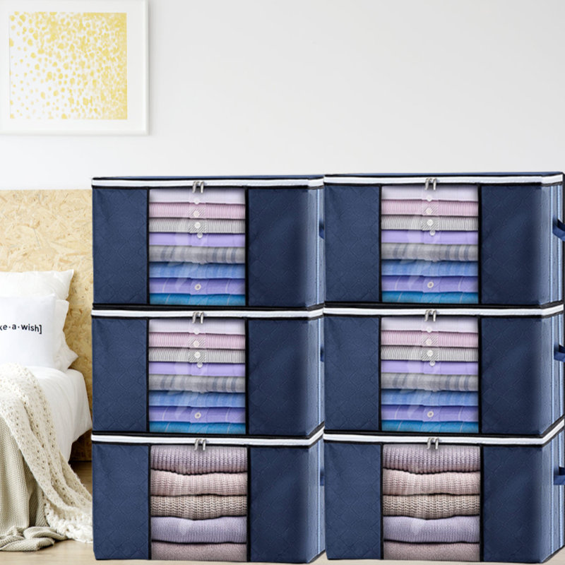 Clothes Storage, Foldable Blanket Storage Bag, Blue