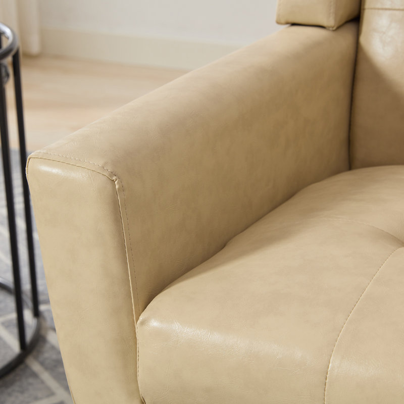 Chaise d'appoint rembourrée Meli 2 pièces, Similicuir beige