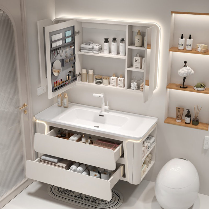 Modern simple bathroom cabinet, Off-White