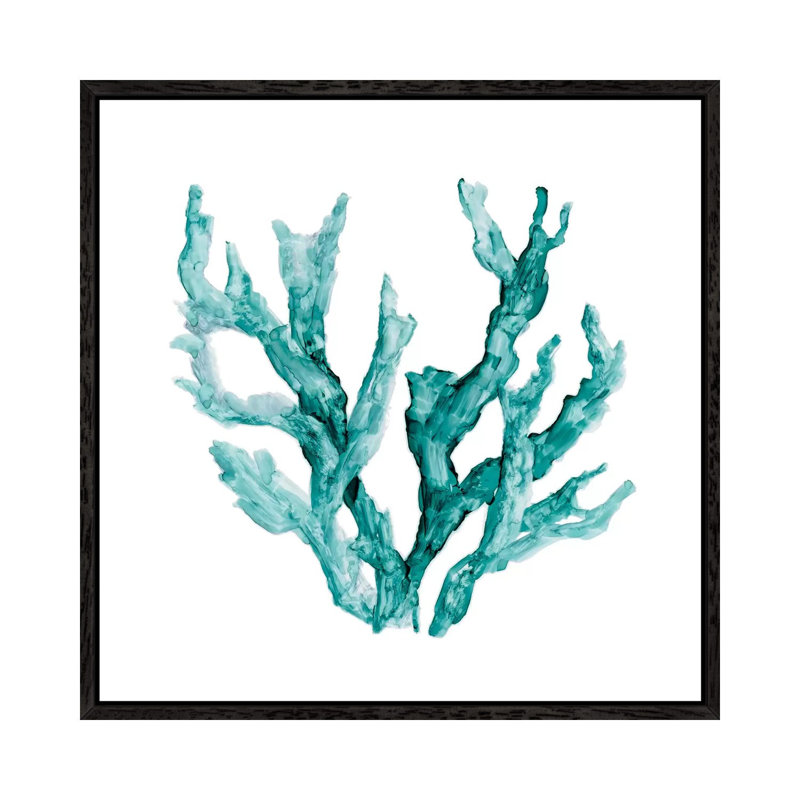 Sea Coral II by Carol Robinson - Painting on Canvas, Black Framed Canvas, 45.72 cm H x 45.72 cm W