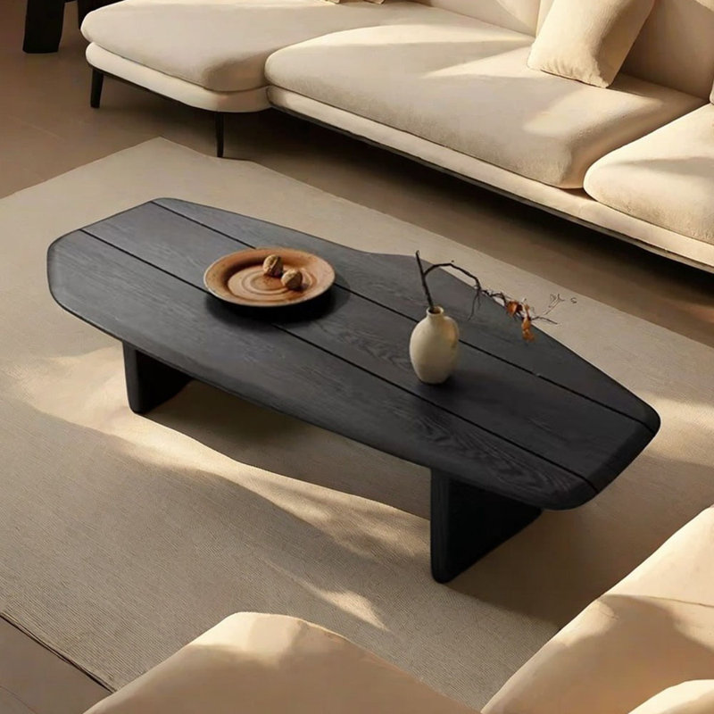 Table basse irrégulière en bois massif, H 15,74 po x L 39,37 po x l 19,68 po