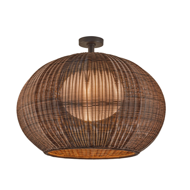 Garota 28.35'' W 1 - Bulb Outdoor Semi Flush Mount, Graphite Brown, Brown	