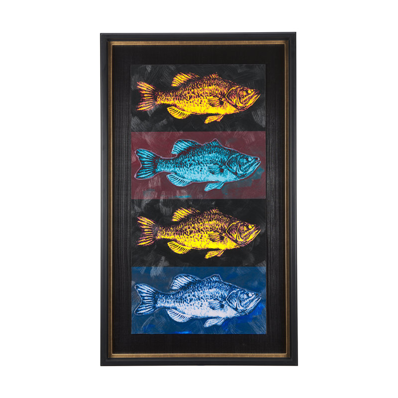 Largemouth Bass Print 4 in 1 a Hand Embelished Textured Framed Art Print