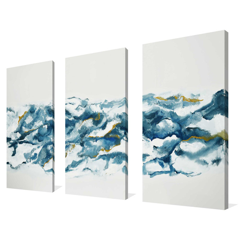 Into the Blue par Cassie Studios - Ensemble de 3 reproductions d'art sur toiles tendues, H 24 po x l 36 po x P 0,75 po