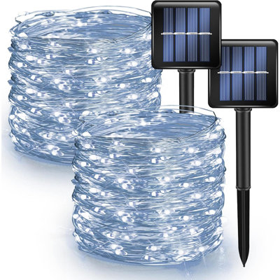 2 Pack Solar String Lights Outdoor, Total 80ft 240led Solar Powered Waterproof Fairy Lights 8 Modes -