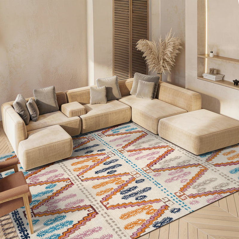 Tapis géométrique touffeté à la main Antwi, Rectangle 8 pi x 10 pi