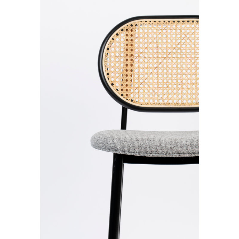Spike Upholstered Counter Stool with Metal Frame, Grey