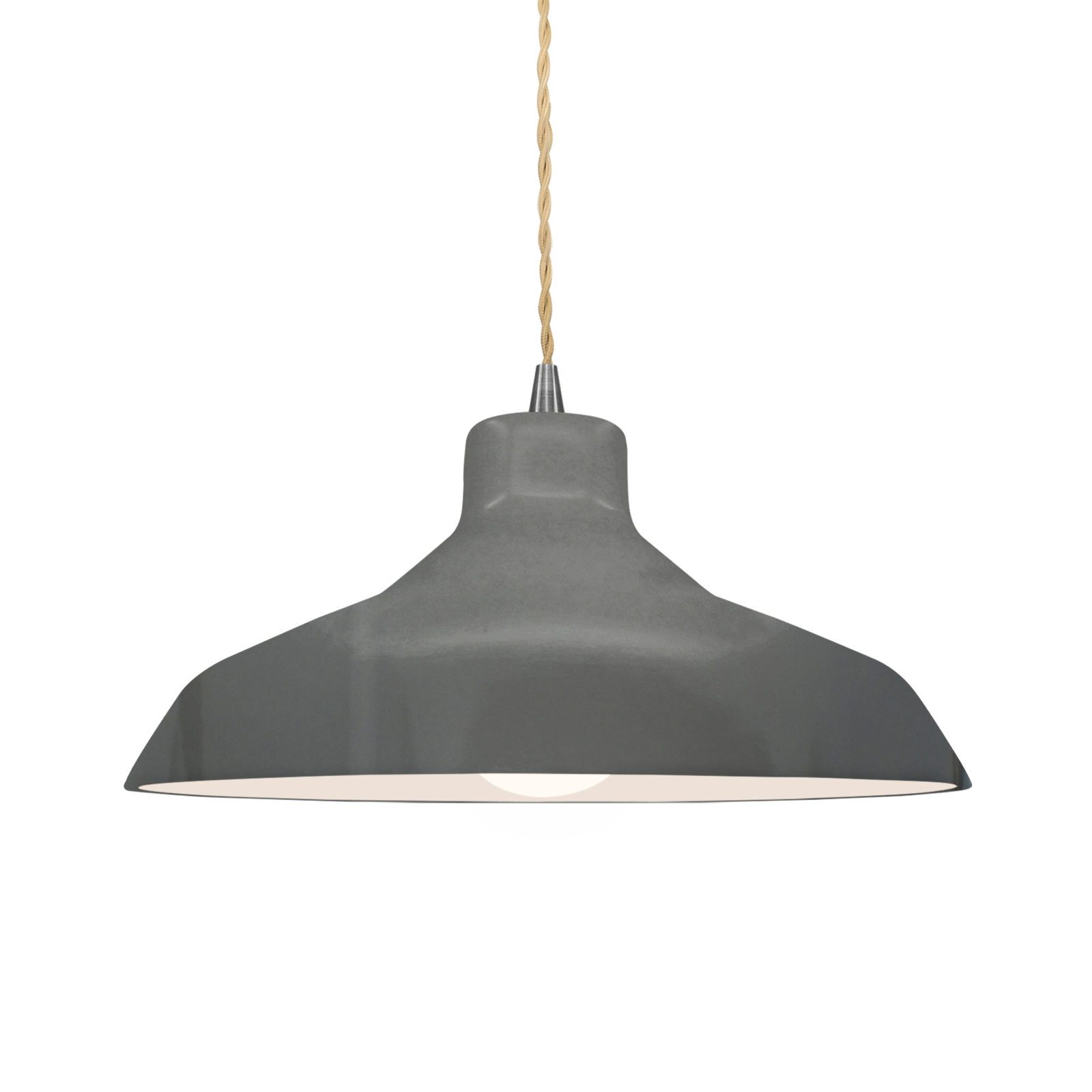 Fallon Ceramic Dimmable Pendant, 6.25" H x 13.5" W x 13.5" D, Gloss Gray, Brushed Nickel