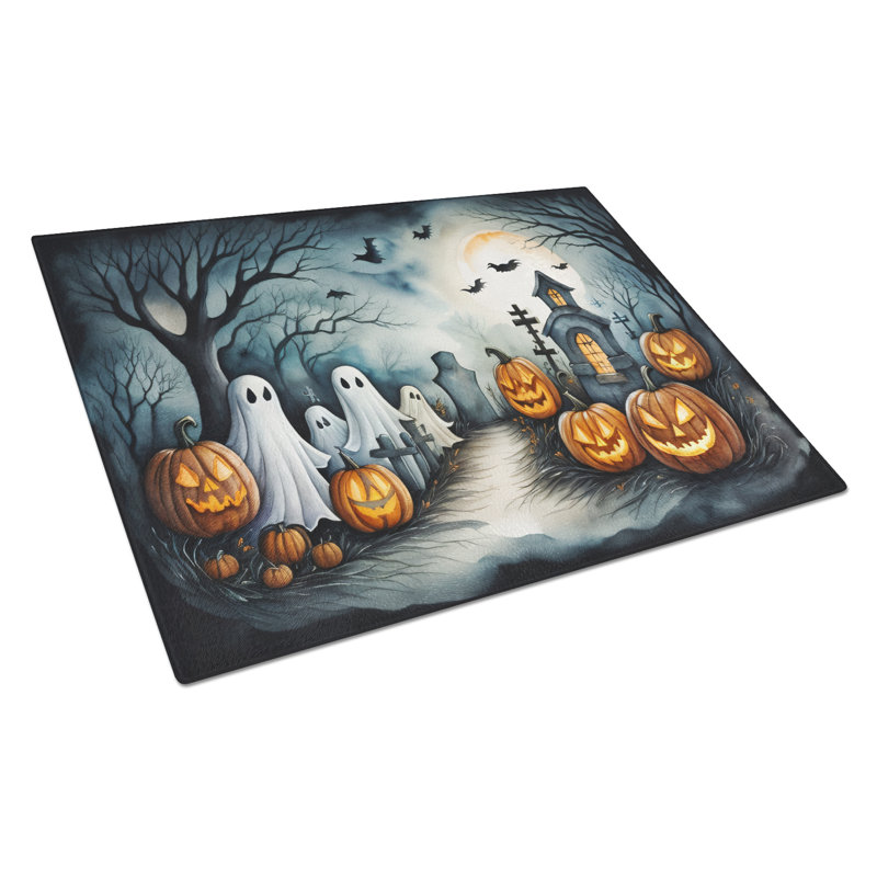 Ghosts Spooky Halloween Glass Cutting Board Large
