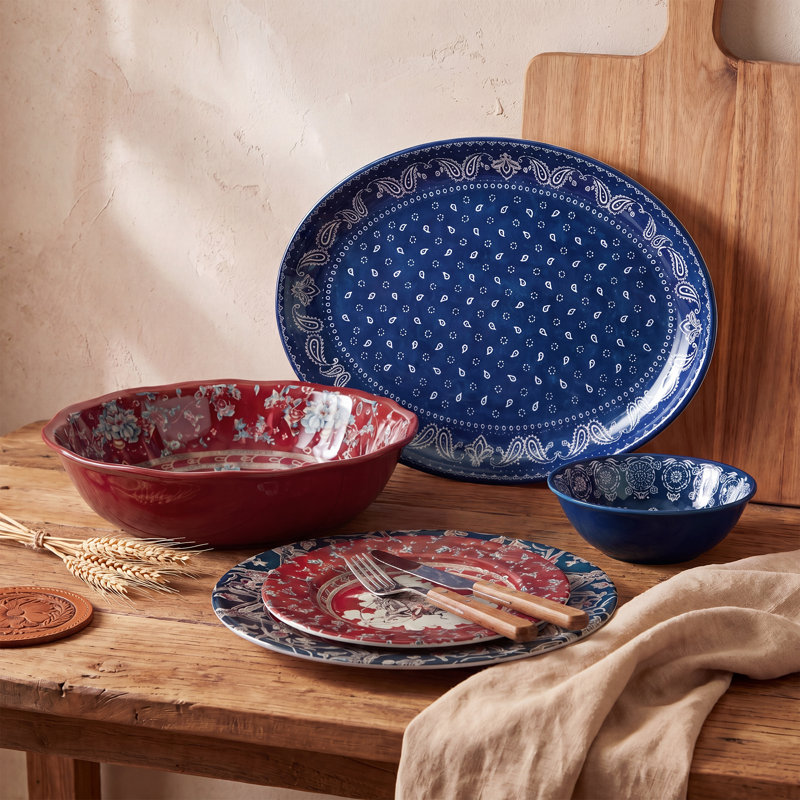 Assiettes à salade 4 pièces, Cowboy lasso rouge