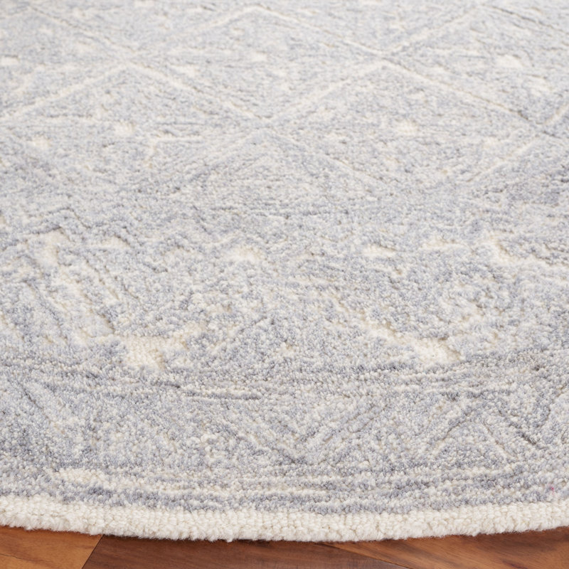 Tapis géométrique en laine / coton touffeté à la main Jamyra, Rond 6 pi
