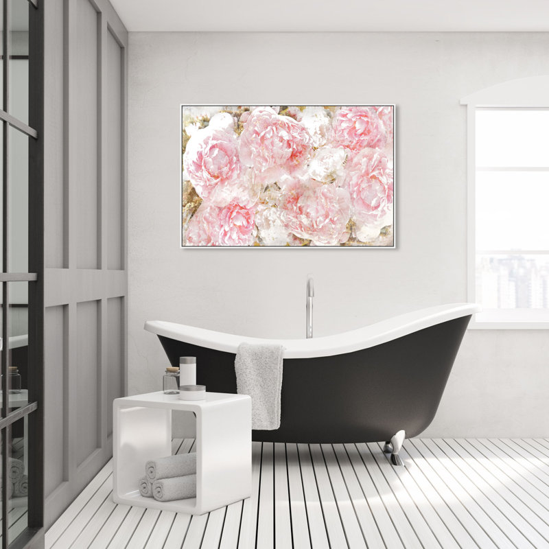 « roses », impression sur toile oliver gal, Cadre blanc, H 45 po x l 30 po