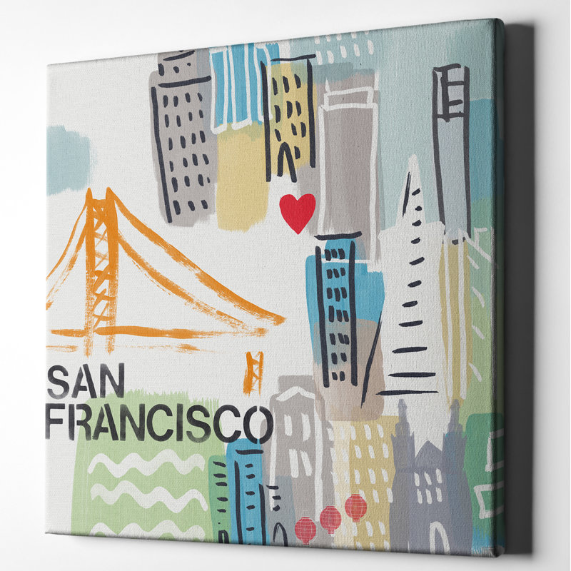 San Francisco - reproduction d'art textuel sur toile, H 26 po x l 26 po x P 1,25 po