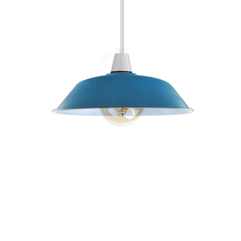 25.4cm H Metal Bowl Lamp Shade ( Screw On ) in Blue