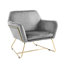 Chaise décorative moderne en velours gris, largeur 29,5 po, base en métal, chaise décorative avec pieds, largeur