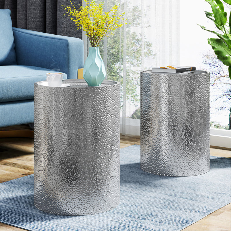 Metal Side Table, Silver