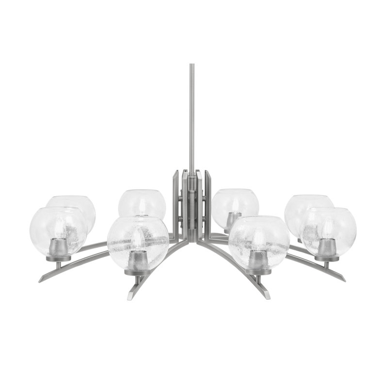 Lustre lumineux avec verre à bulles 5,75 po, Graphite, H 58,25 po x l 35,75 po x P 35,75 po, 8