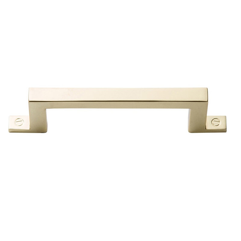 Polished Brass 3" Industrial Bar Pull with Mounting Hardware
