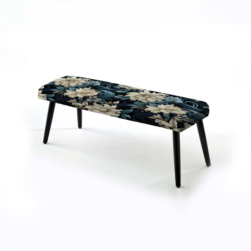 Banc rembourré floral noir Truong, Toothman