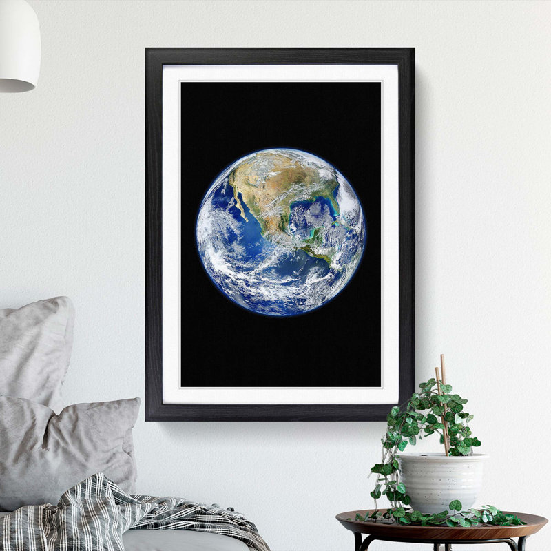 An Amazing Image Of Earth - Single Picture Frame Print, Black Framed, 63cm H x 45cm W x 2cm D