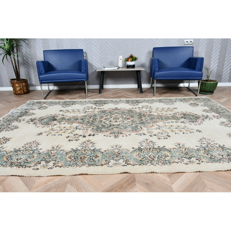 Grand tapis Oushak turc antique en laine beige idéal pour la décoration de la chambre à coucher