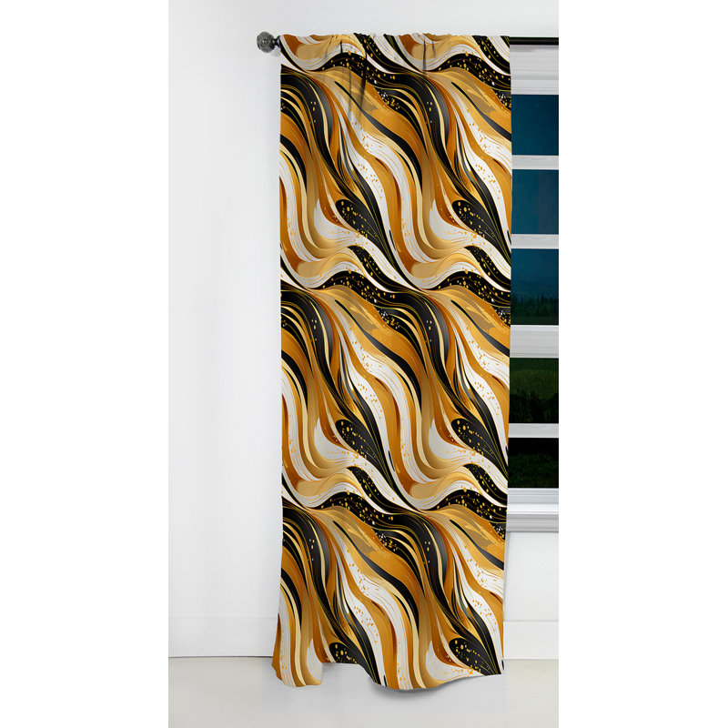Gold And Black Striped Bengals - Abstract Marble Curtain - Blackout Marble Curtain - 1 Panels, 52" W x 90" L