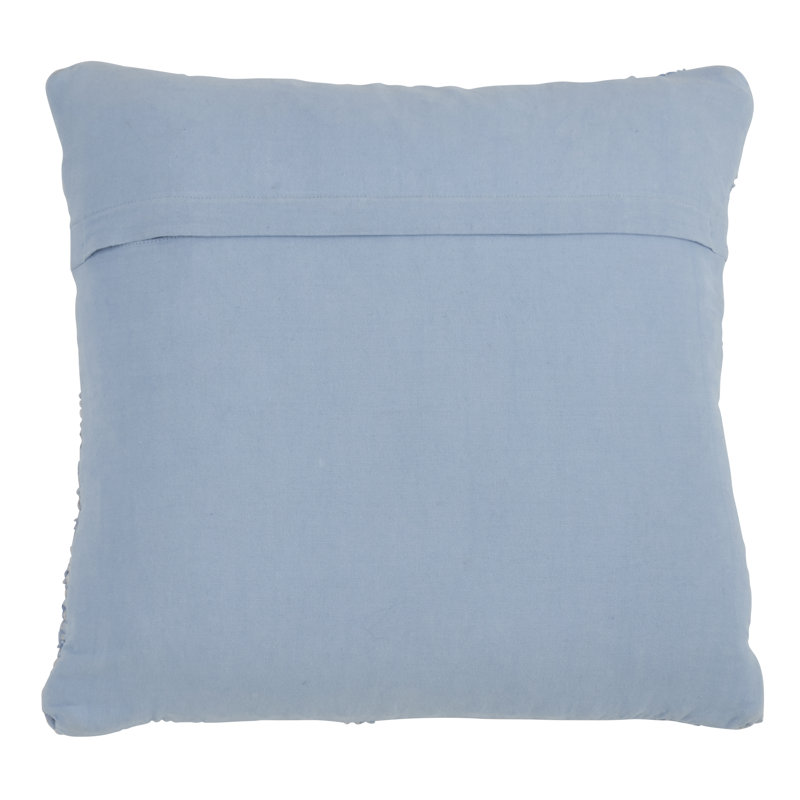Aqua Chindi Textured Cotton Square Throw Pillow 18"