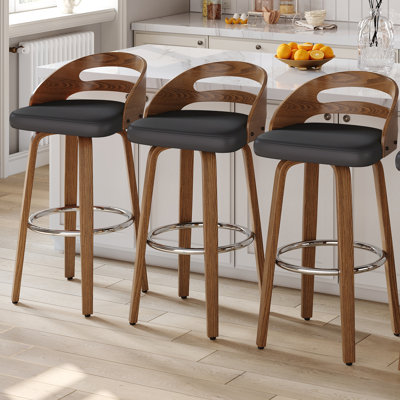 Ensemble de 3 tabourets de bar pivotants rembourrés Mahtab