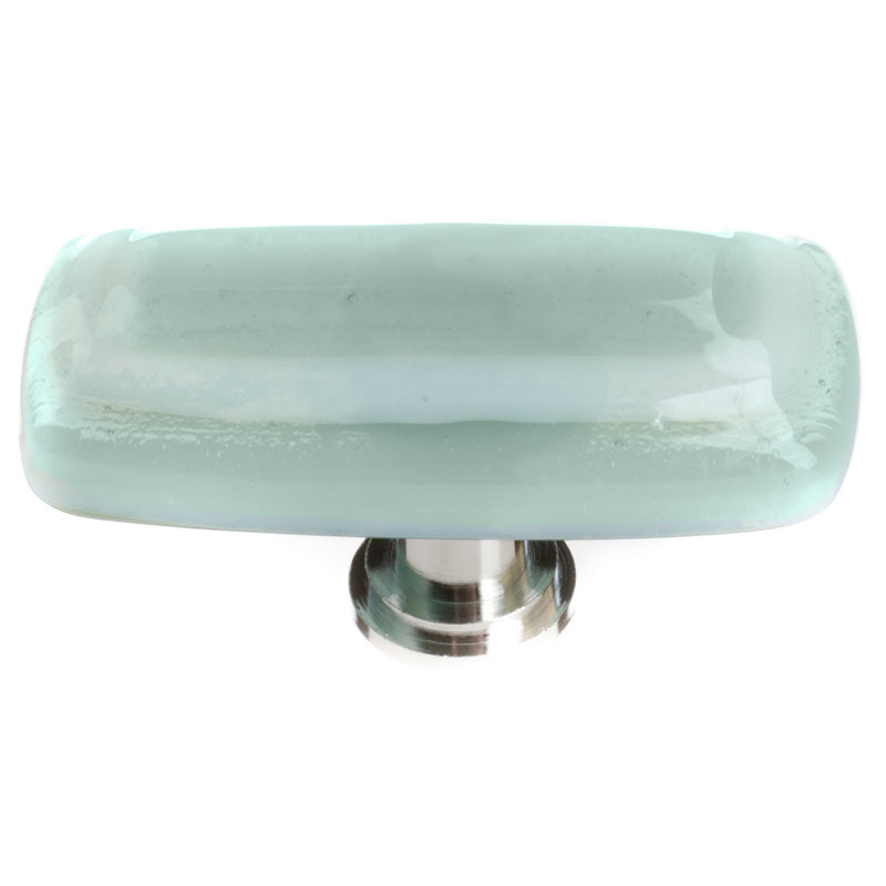 Spruce Green Polished Chrome Rectangular Glass Knob