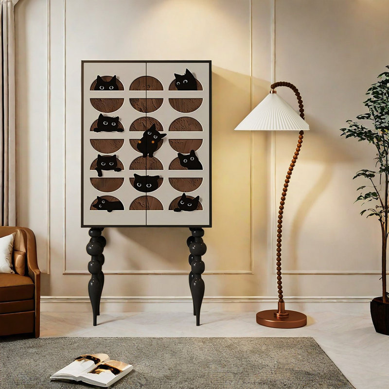 Modern Cream Style Solid Wood Entrance Cabinet