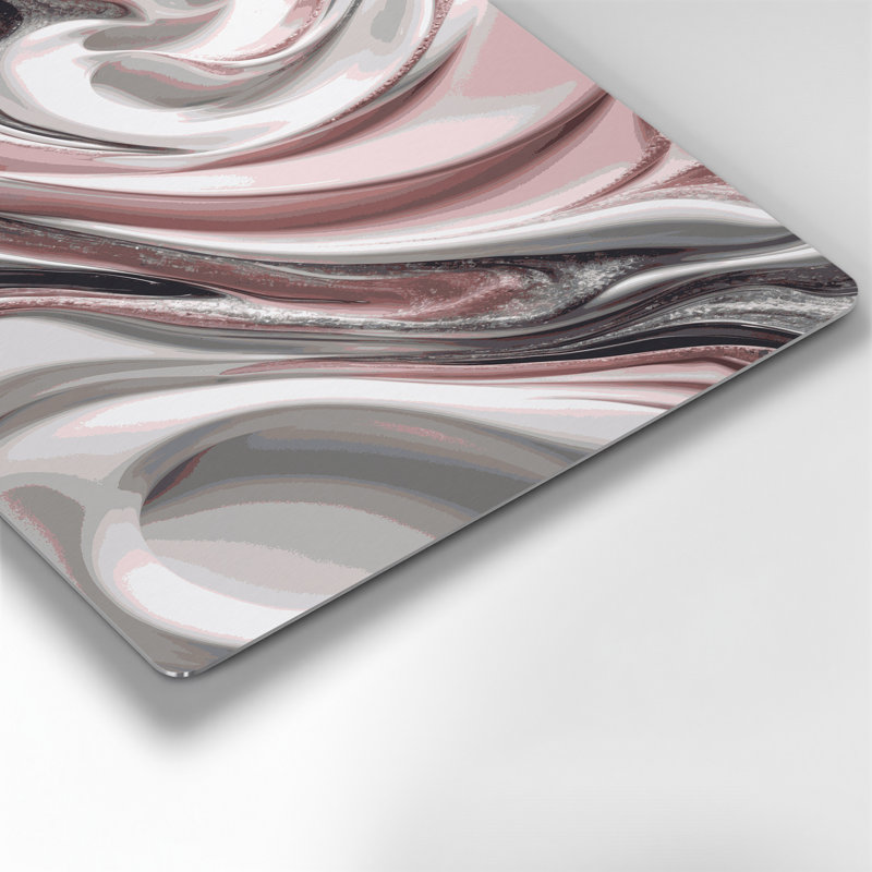 Art abstrait abstrait en métal gris 68, H 11 po x l 14 po