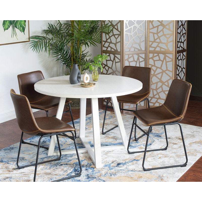 Ensemble de salle à manger 5 pièces avec table à tréteaux et 4 chaises élégantes, idéal pour créer un espace de salle à manger charmant et fonctionnel