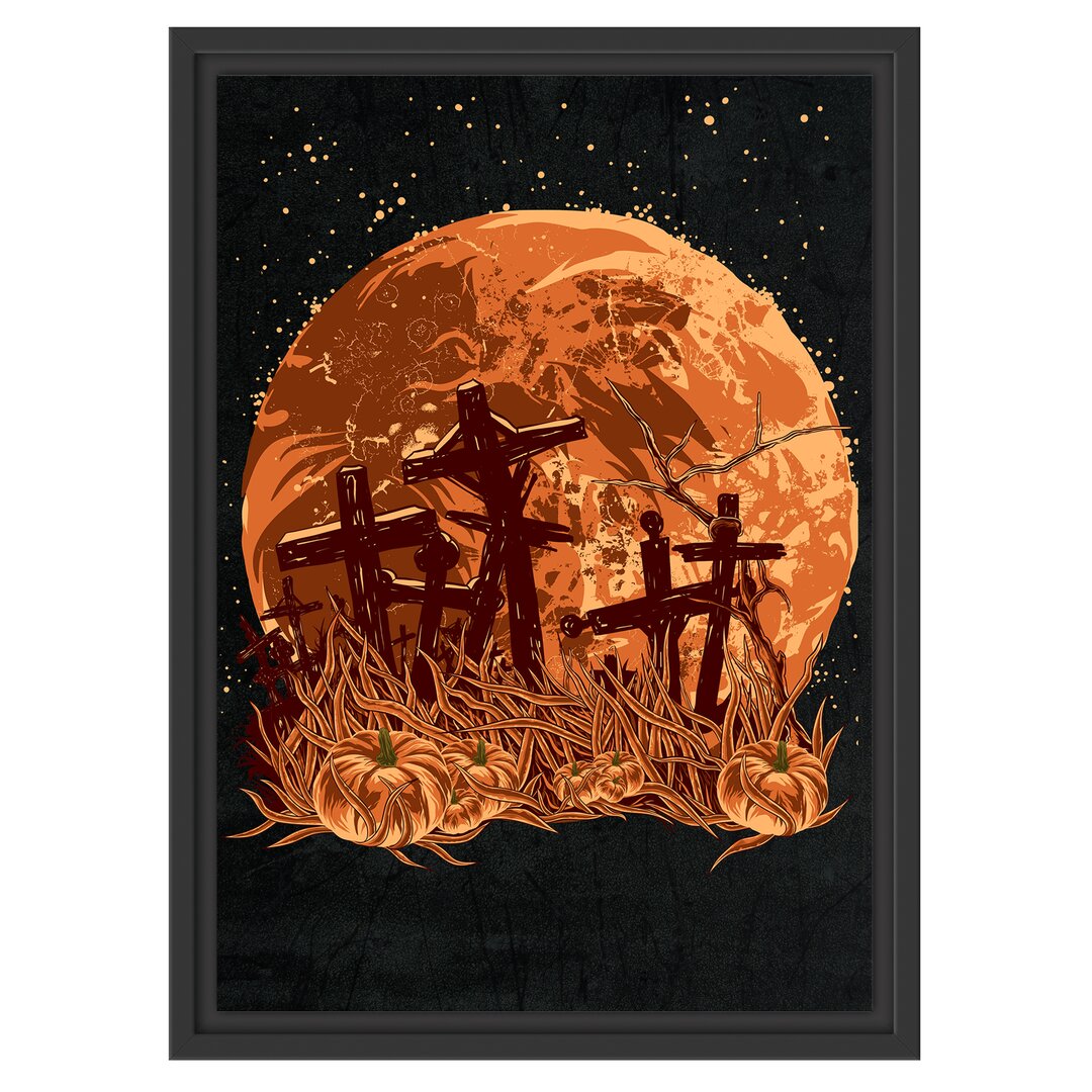 Gerahmtes Wandbild Moon graves schwarz