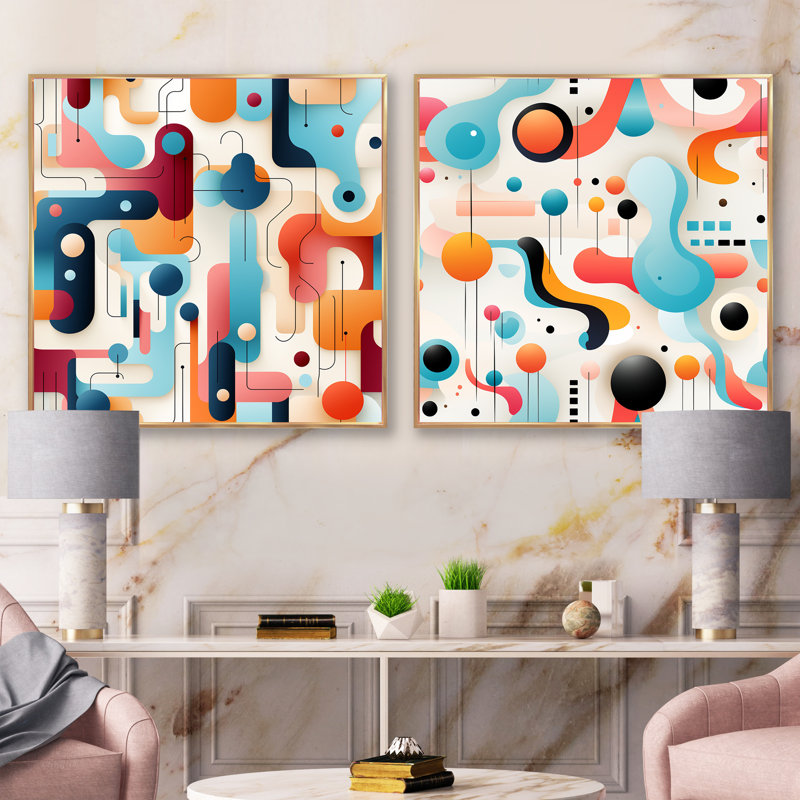 Clance - Abstract Collages, Cadre flottant doré, H 30 po x l 61 po