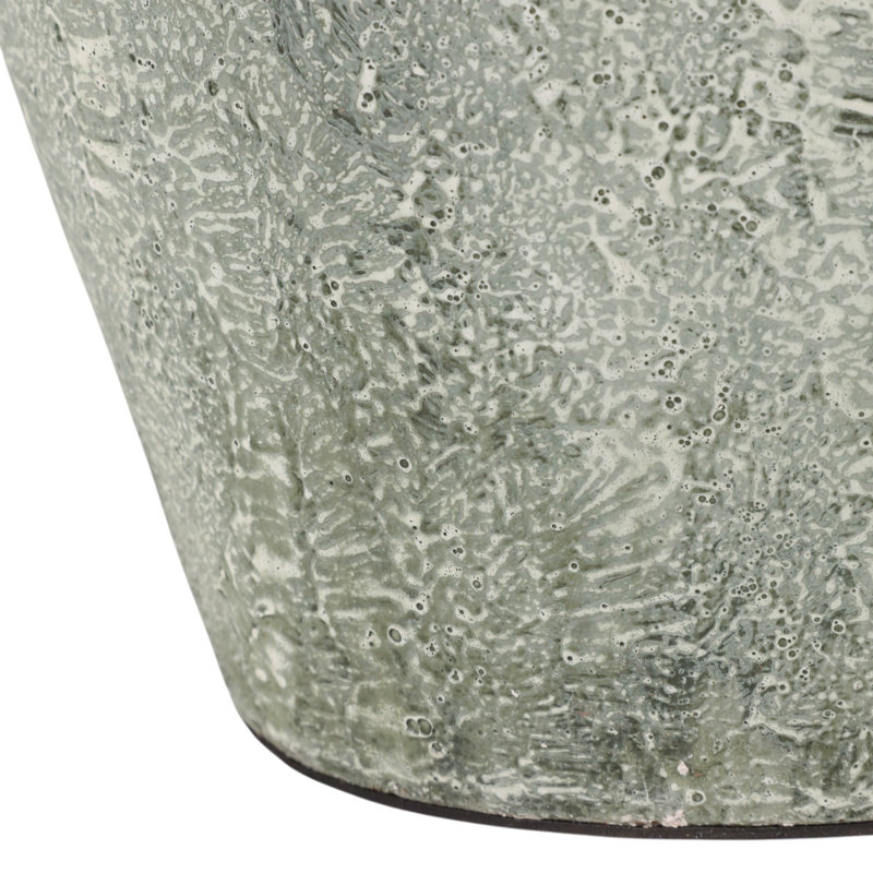 Vase urne moderne en terre cuite pour la décoration de table - Vase rustique à poser au sol dans le salon ou l'entrée - Style décontracté - 40 cm, vert