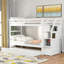 Lit superposé Twintwin avec 3 escaliers de rangement et lit gigogne en blanc-259455438