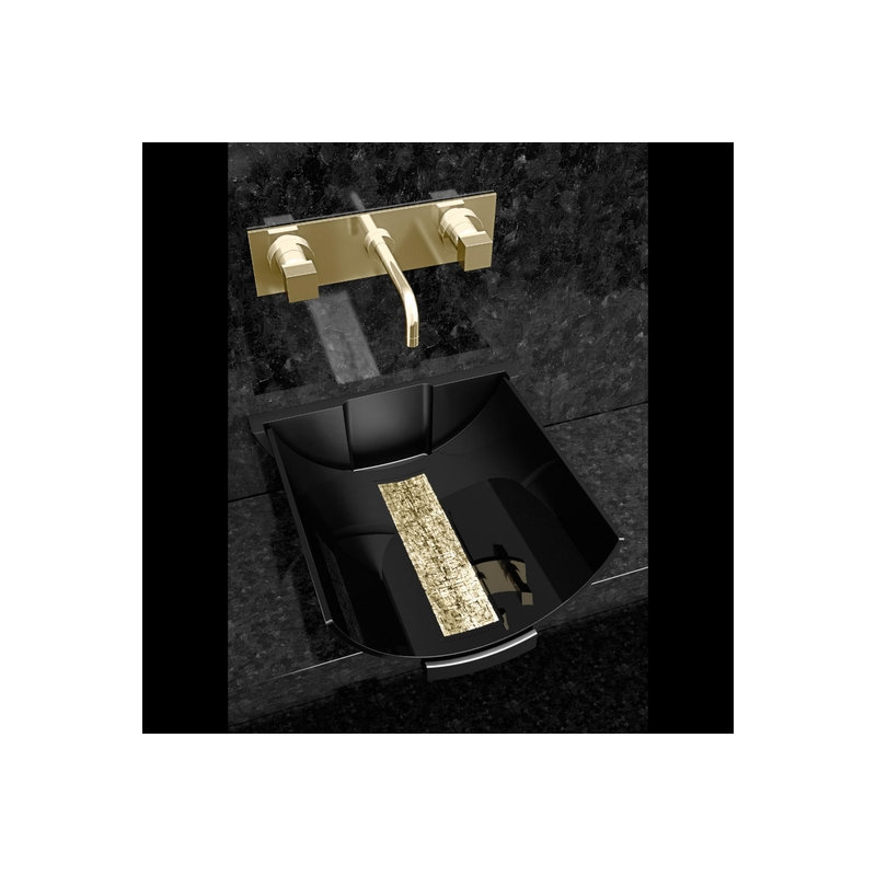 Calla 17.2'' L Bathroom Sink, Black/Gold
