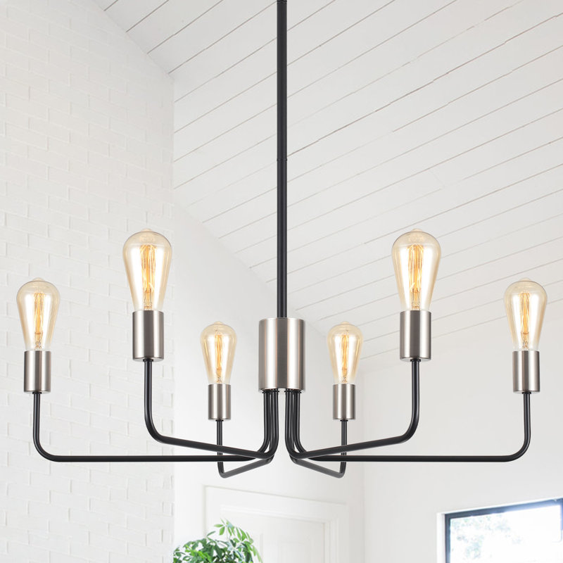 Luminaire suspendu industriel rustique à 6 lumières à intensité variable de style lustre Spoutnik Gwendloyn pour îlot de cuisine