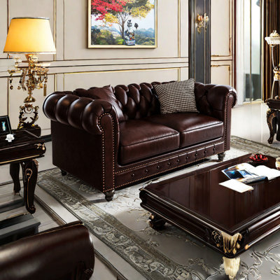 Aubreona 64.9'' Leather Loveseat
