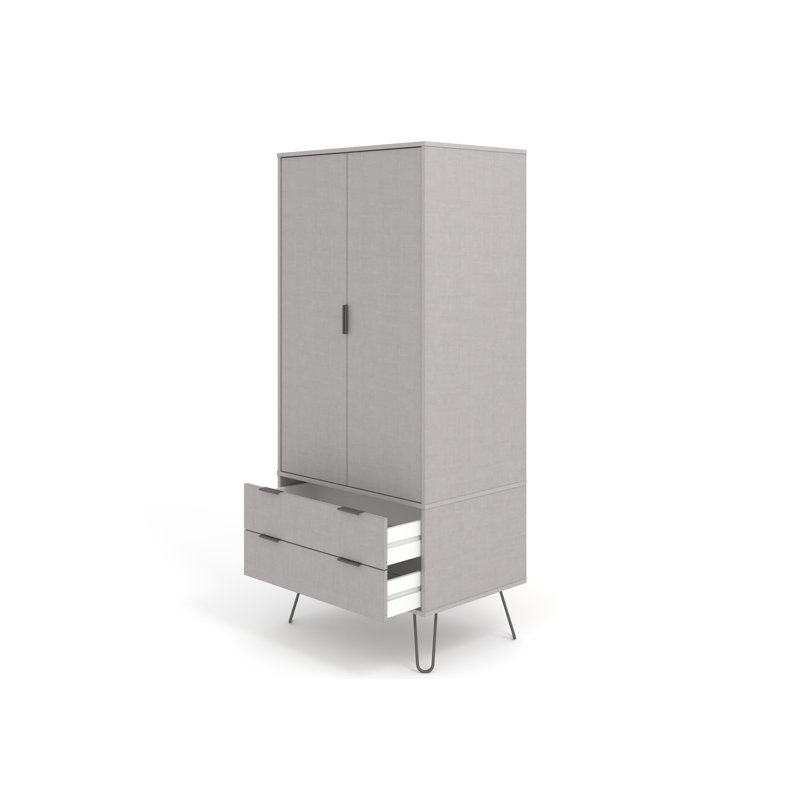 Landyn 2 Door, 2 Drawer Wardrobe Industrial Design, Grey