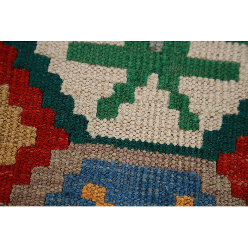Tapis de couloir oriental multicolore en laine Kilim 3 x 16