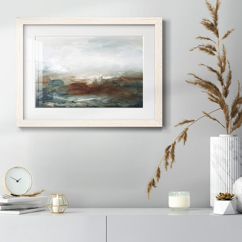 «Lingering Light IV», reproduction encadrée rustique avec tableau mat, H 28 po x l 42 po x P 1,5 po, Blanc
