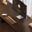 Bureau d'écriture en bois massif noir en forme de L-951569136-951569151
