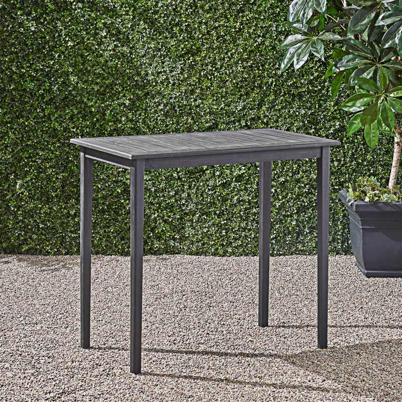 Table de bar d'extérieur rectangulaire en bois, 41.02" H x 45.02" W x 26.02" D, Gris foncé