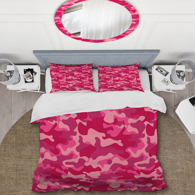 Camouflage rose tendance - ensemble de housse de couette abstrait - microfibre de polyester