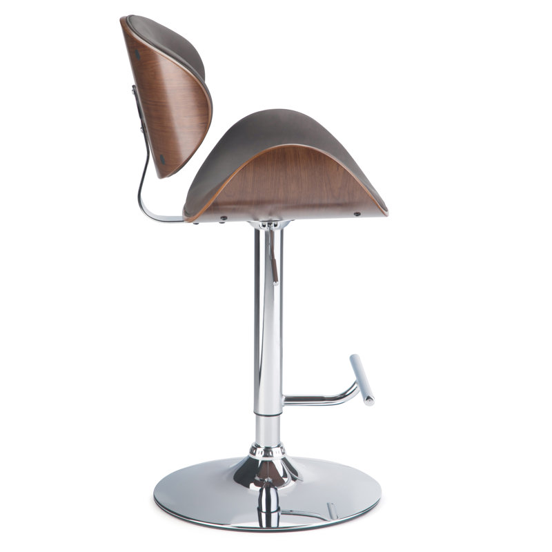 Marana Distressed Brown Faux Leather Adjustable Swivel Bar Stool