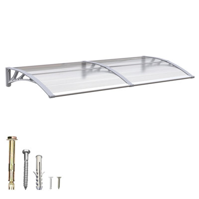 Window Awning Door Canopy Polycarbonate Hollow Sheet with Black ABS Bracket Overhang Exterior Awning for Door Entrance,Patio