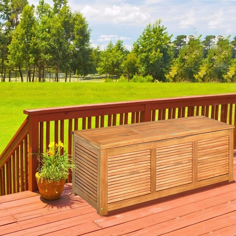 Banc de rangement en bois d'acacia massif 46 gallons Calorful