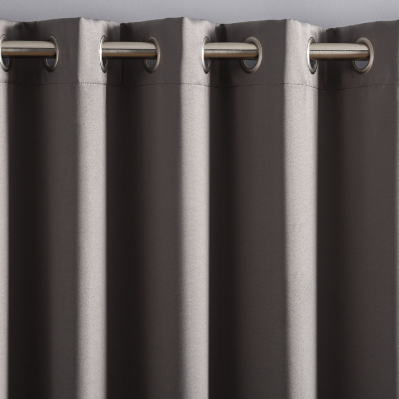 Polyester Room Darkening Noise Reducing Sliding Panel, Steel